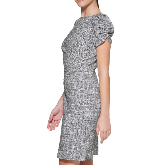 Karl Lagerfeld Paris Knit Sheath Black/White Short Sleeve Dress Size 4 - Picture 3 of 10